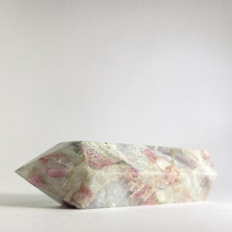 Pink Tourmalinated Quartz Point - Ruby's Minerals