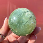 Load image into Gallery viewer, Tourmalinated Prehnite Sphere
