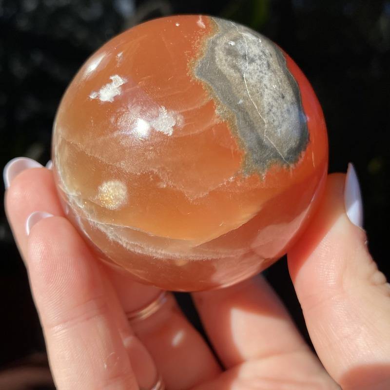 Honey Calcite Sphere - Ruby's Minerals