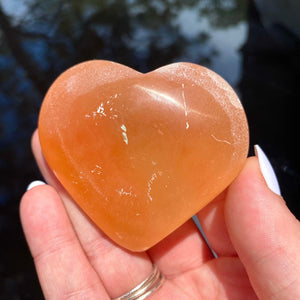 Peach Selenite Heart - Ruby's Minerals