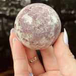 Load image into Gallery viewer, Red Tourmalinated Quartz Sphere - Ruby&#39;s Minerals
