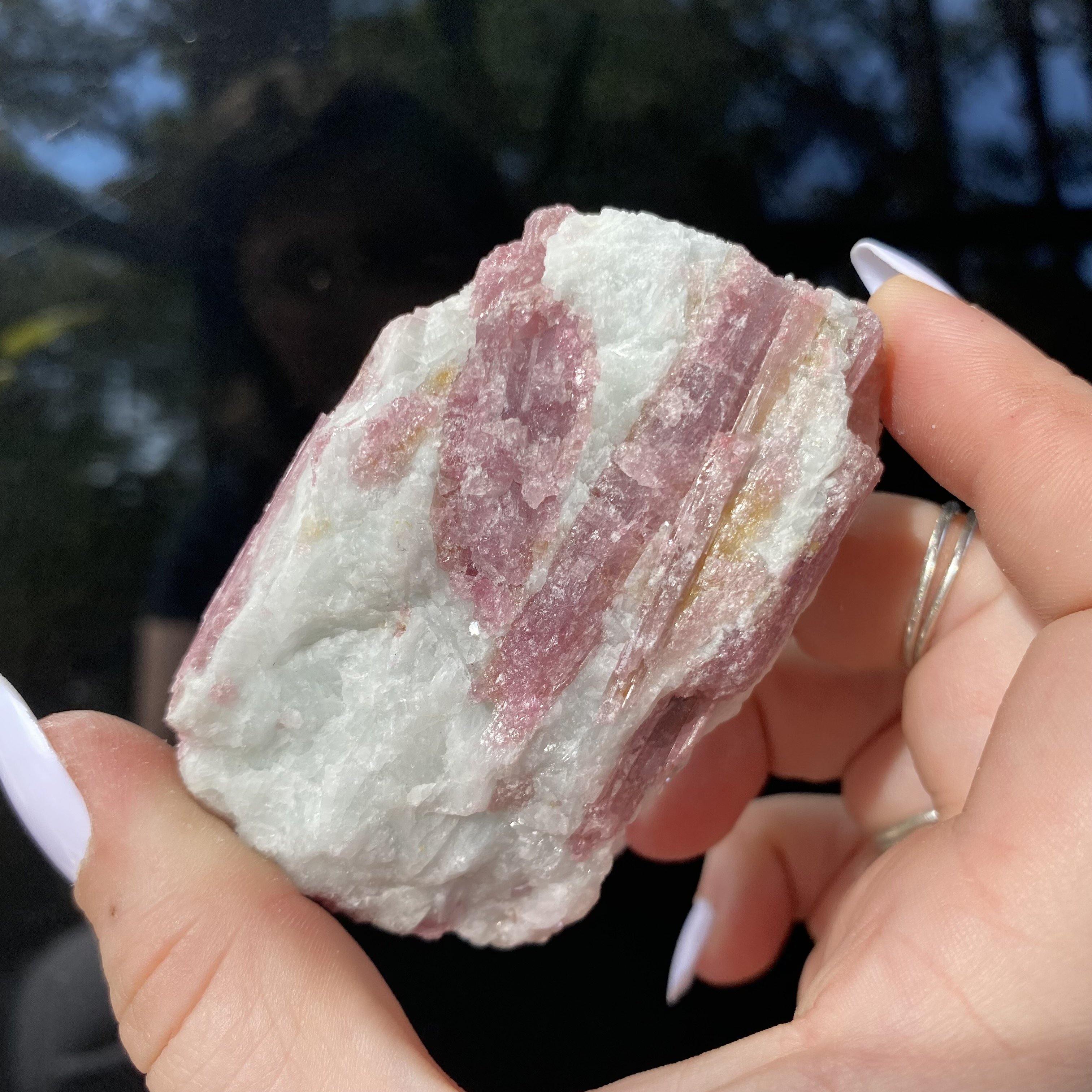 Pink Tourmalinated Quartz - Ruby's Minerals