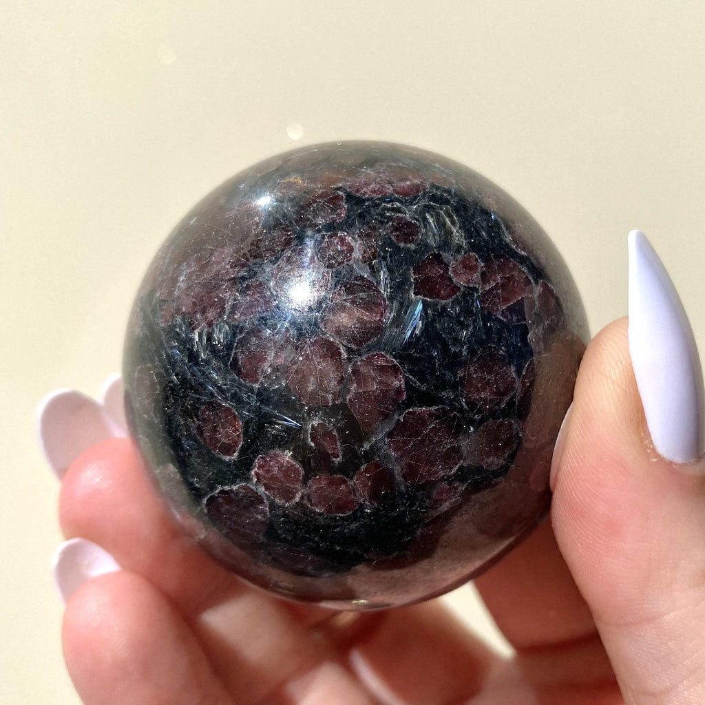 Eudialyte in Arfvedsonite Sphere - Ruby's Minerals