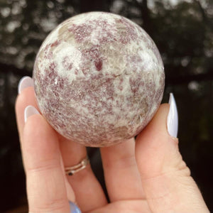 Red Tourmalinated Quartz Sphere - Ruby's Minerals