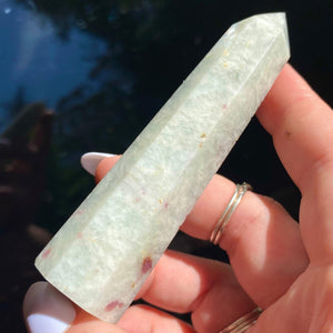 Pink Tourmalinated Quartz Point - Ruby's Minerals