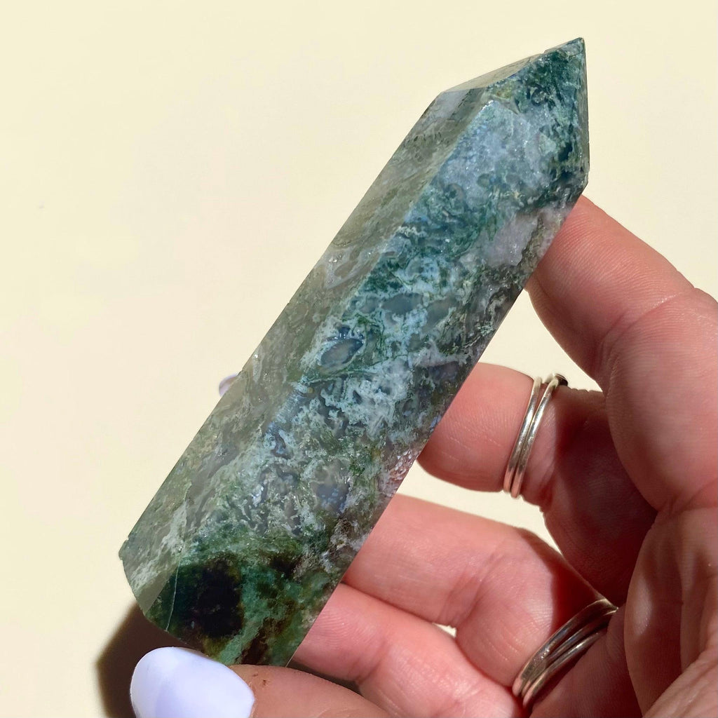 Moss Agate Point - Ruby's Minerals