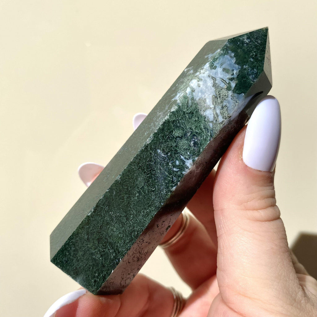 Moss Agate Point - Ruby's Minerals