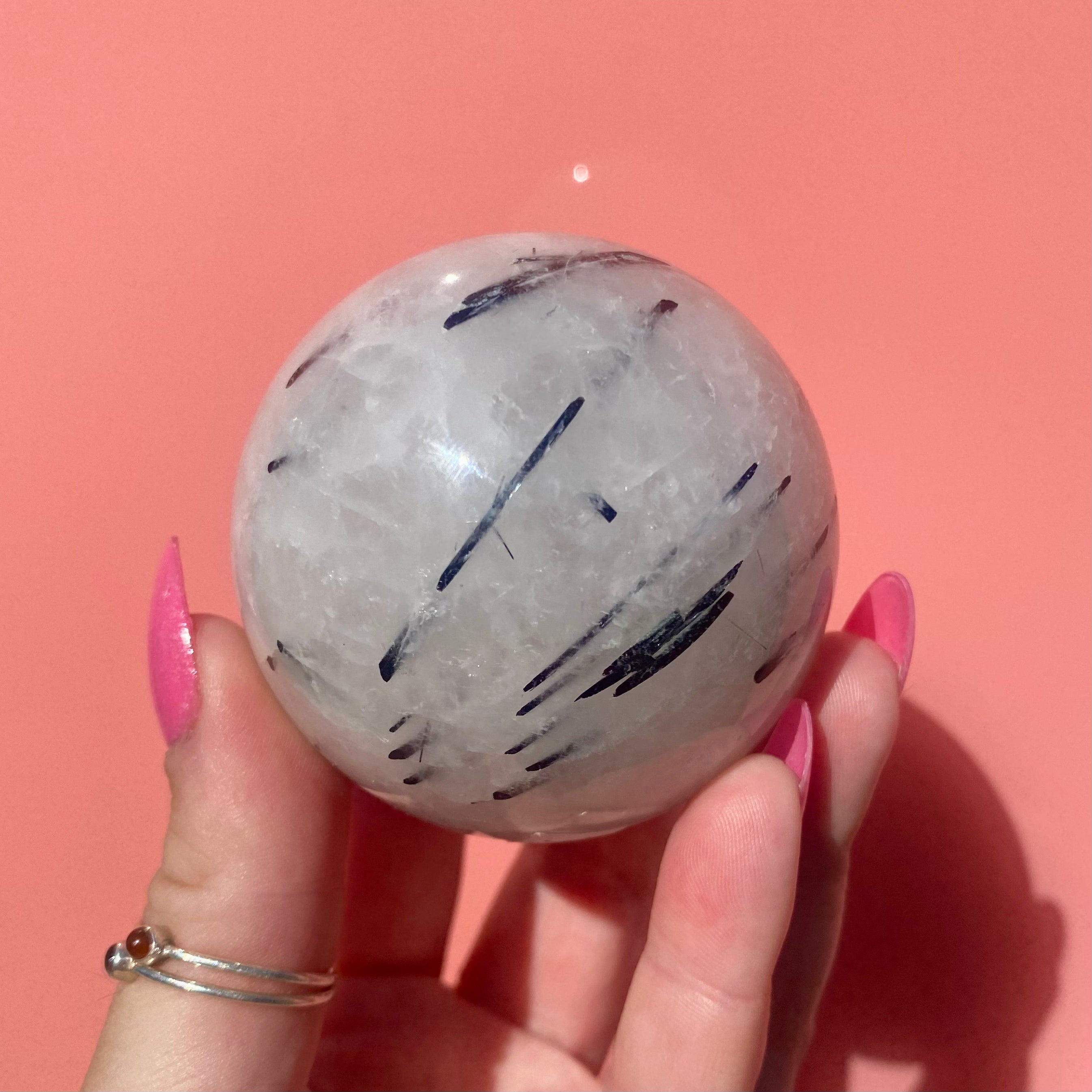 Tourmalinated Quartz Sphere