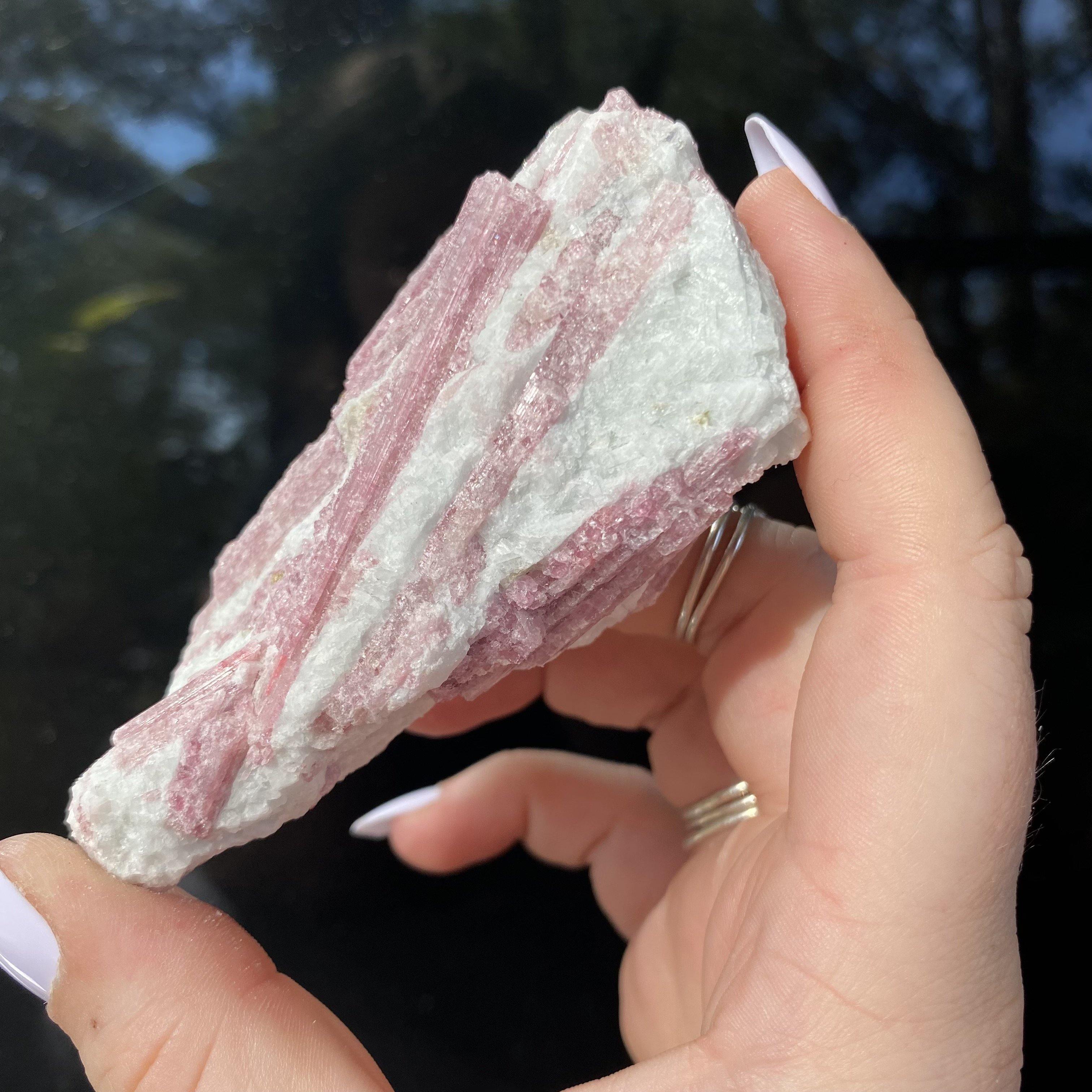 Pink Tourmalinated Quartz - Ruby's Minerals