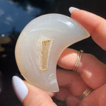 Load image into Gallery viewer, Agate Druzy Moon - Ruby&#39;s Minerals
