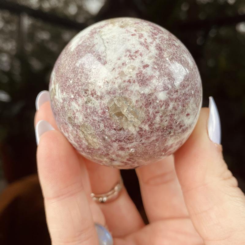 Red Tourmalinated Quartz Sphere - Ruby's Minerals