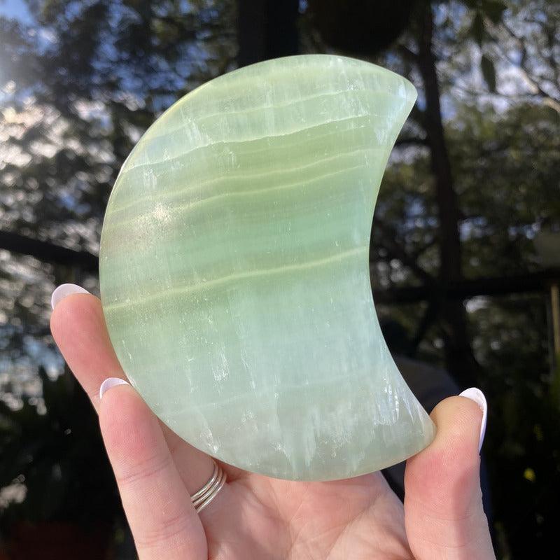 Pistachio Calcite Moon - Ruby's Minerals