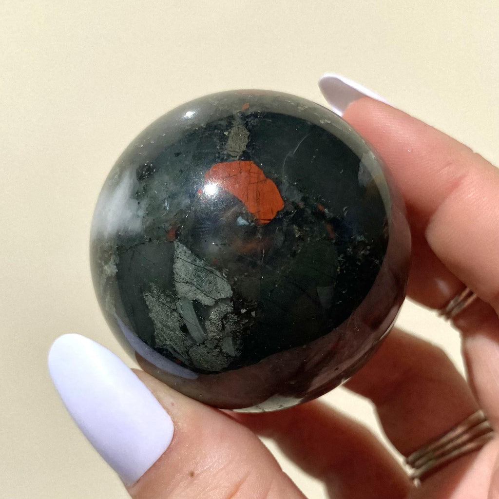 Bloodstone Sphere - Ruby's Minerals