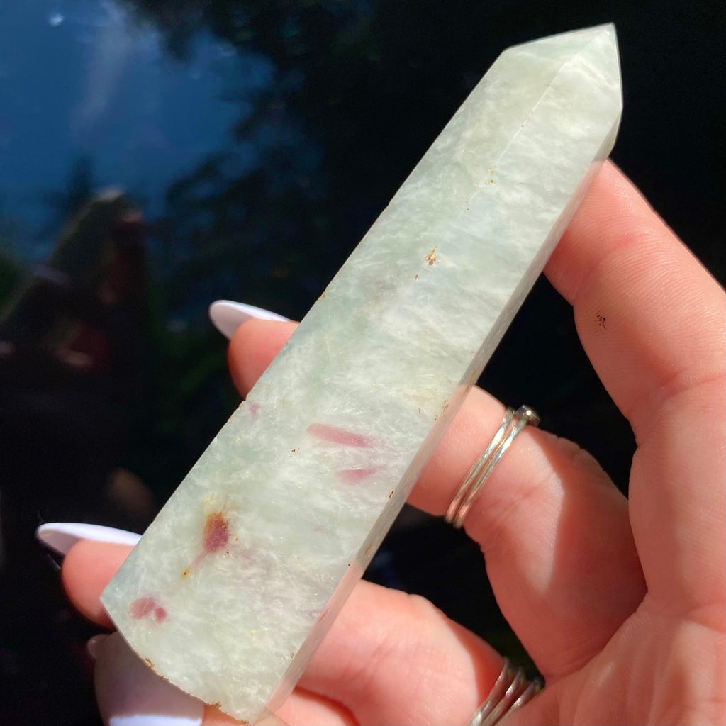 Pink Tourmalinated Quartz Point - Ruby's Minerals