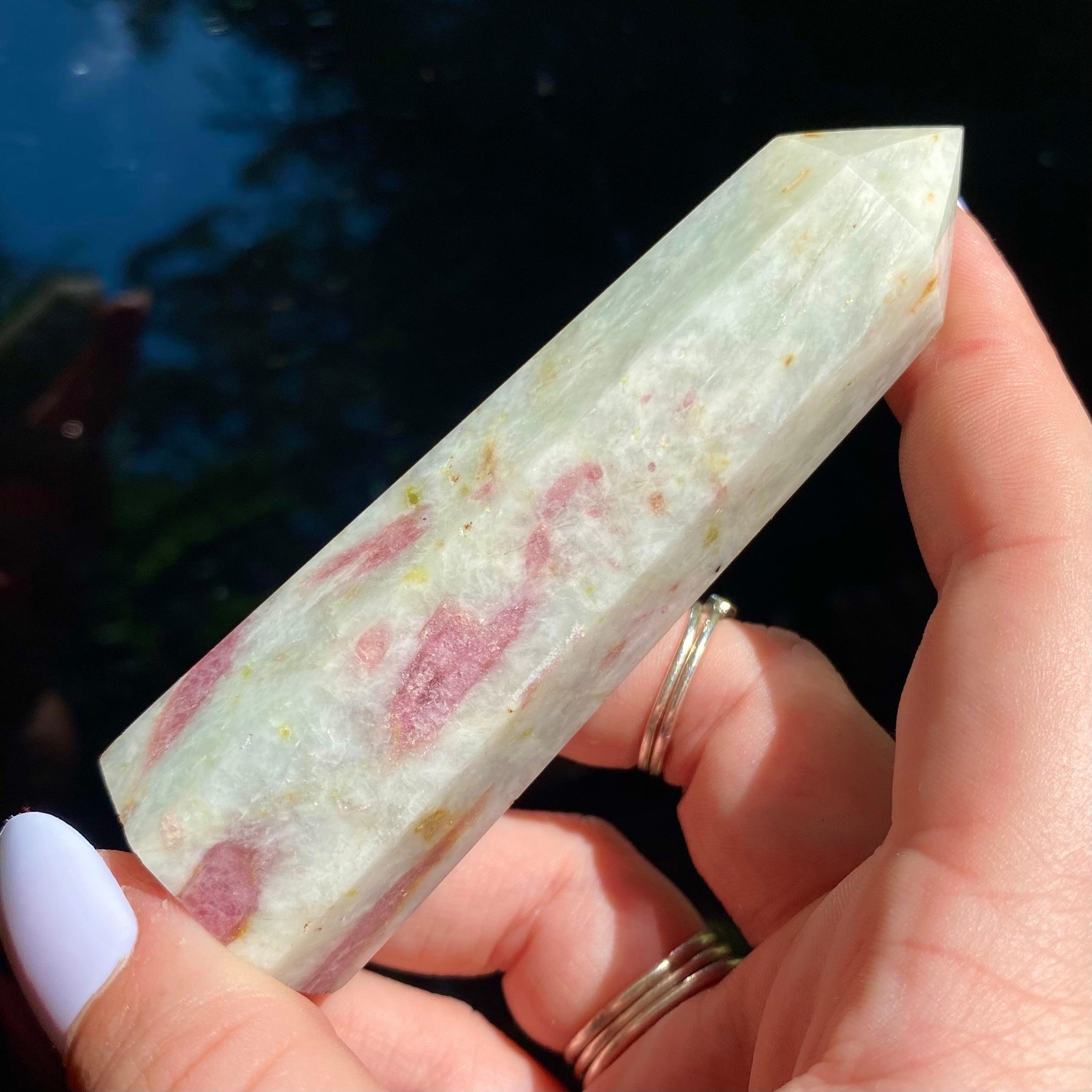 Pink Tourmalinated Quartz Point - Ruby's Minerals