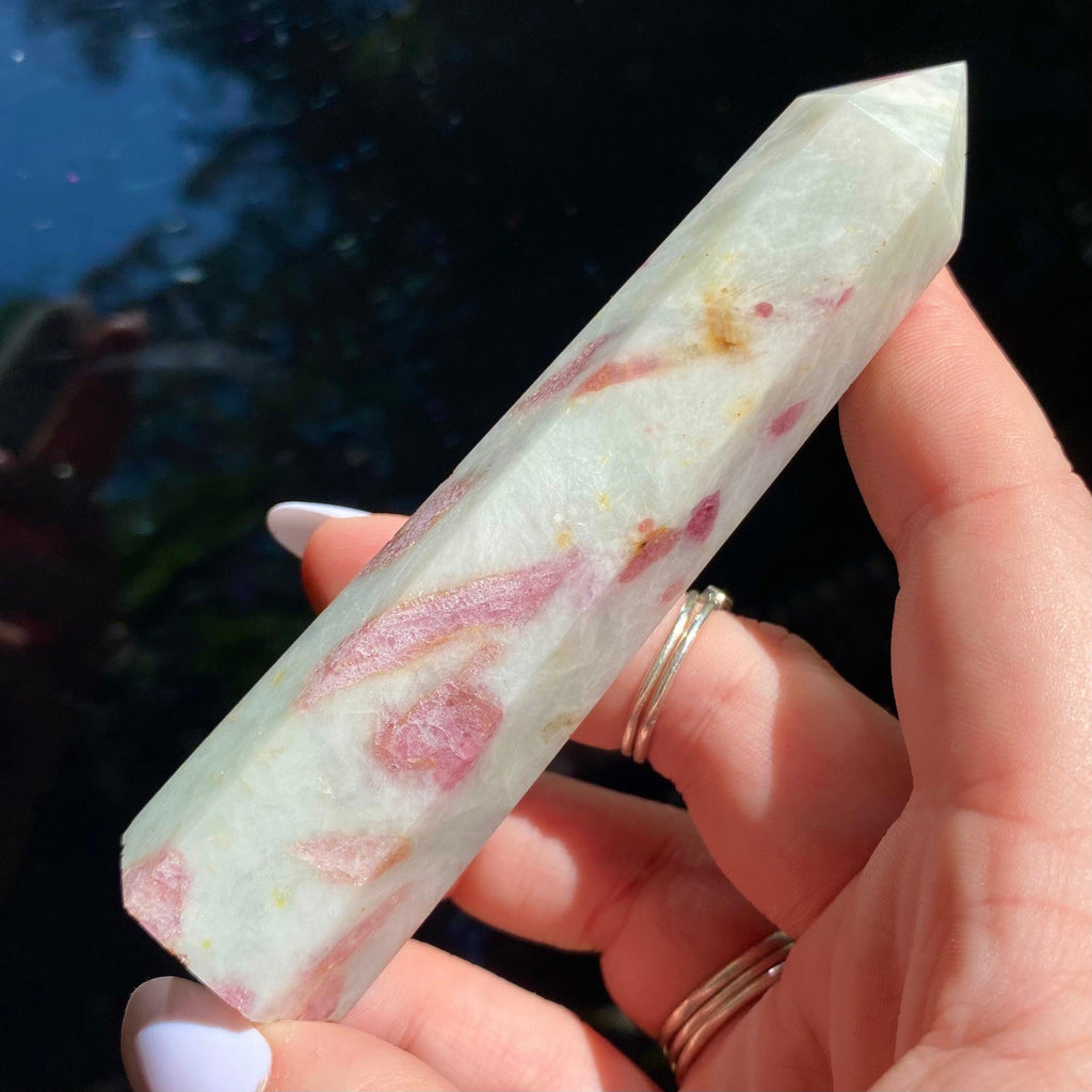 Pink Tourmalinated Quartz Point - Ruby's Minerals