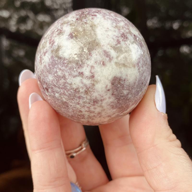 Red Tourmalinated Quartz Sphere - Ruby's Minerals