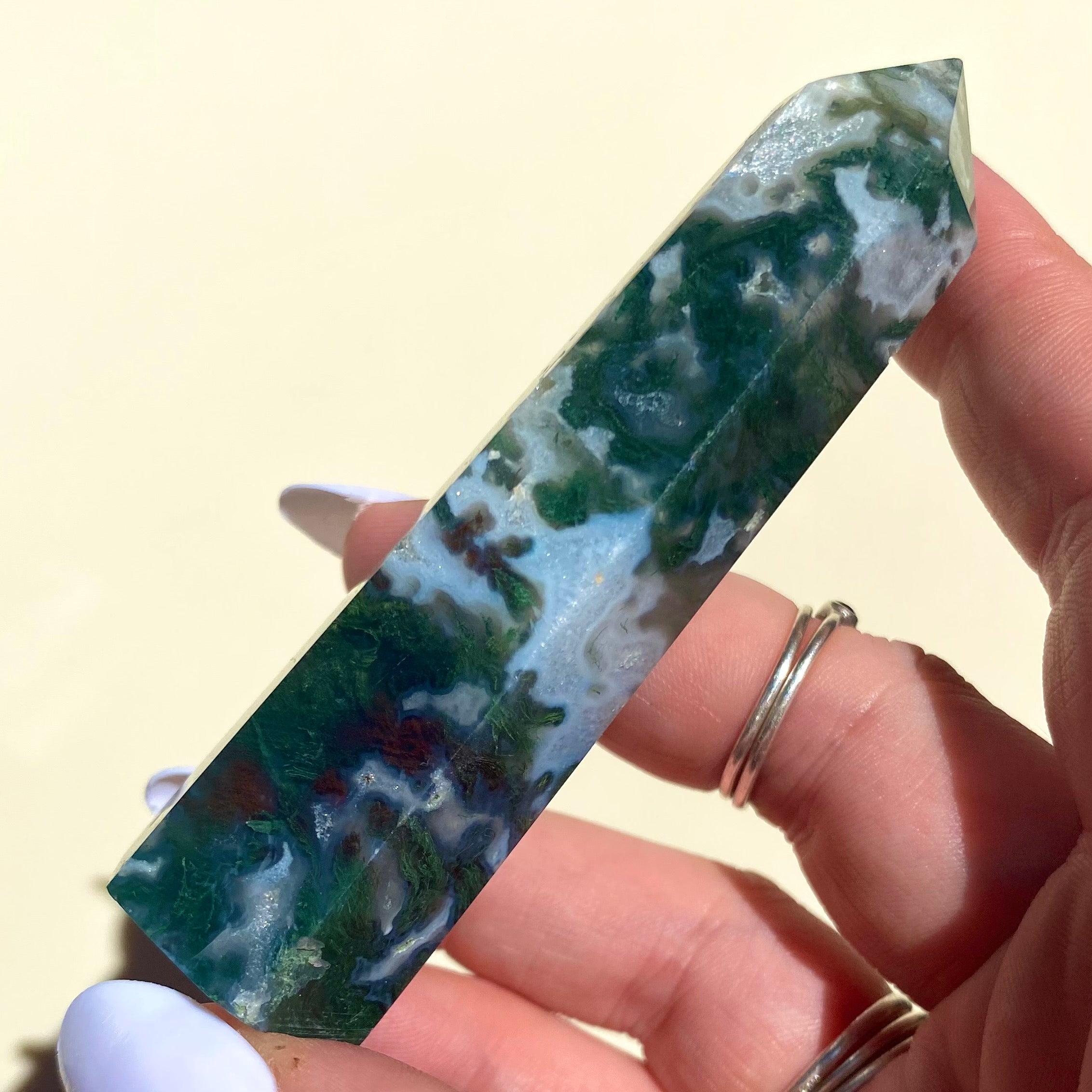 Moss Agate Point - Ruby's Minerals