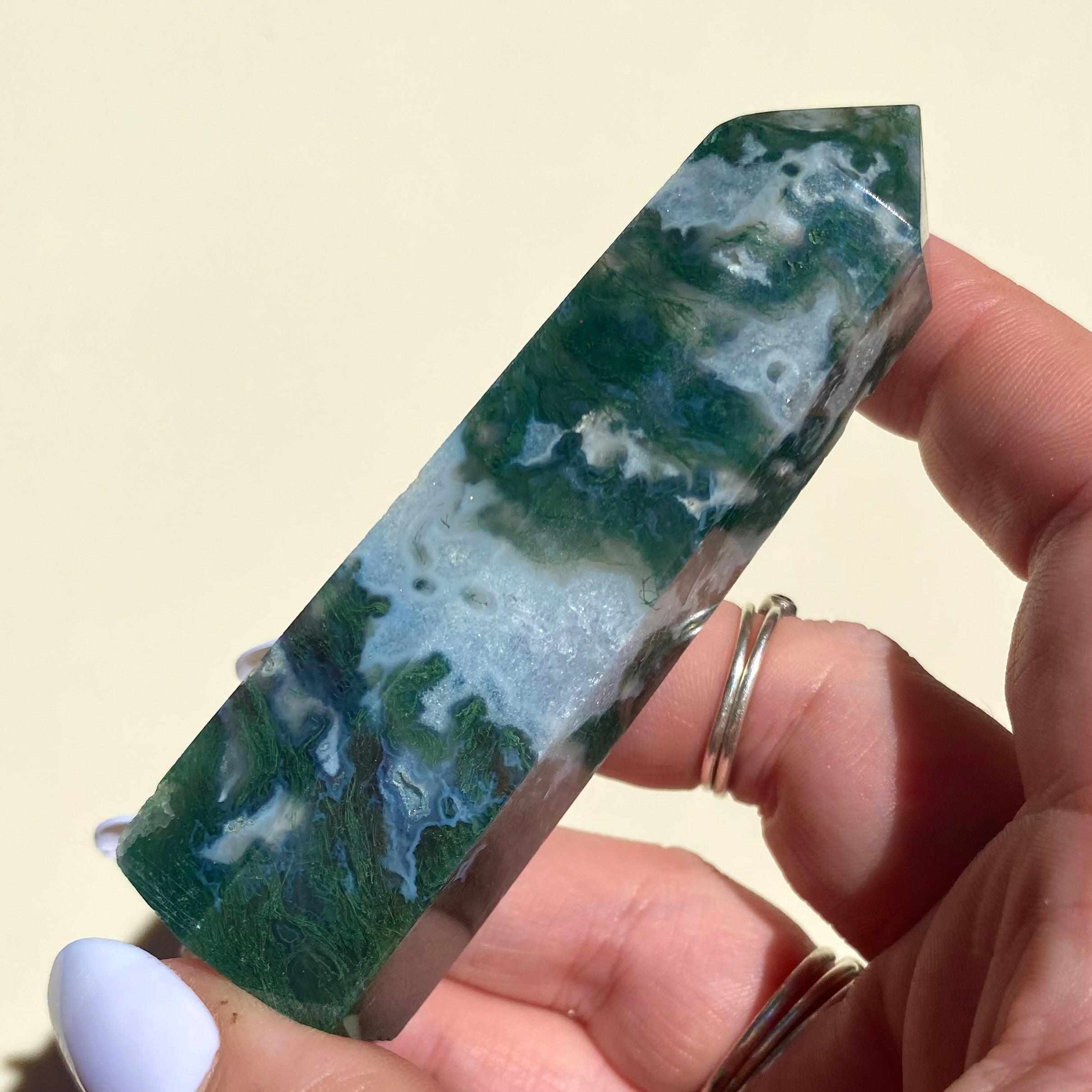 Moss Agate Point - Ruby's Minerals