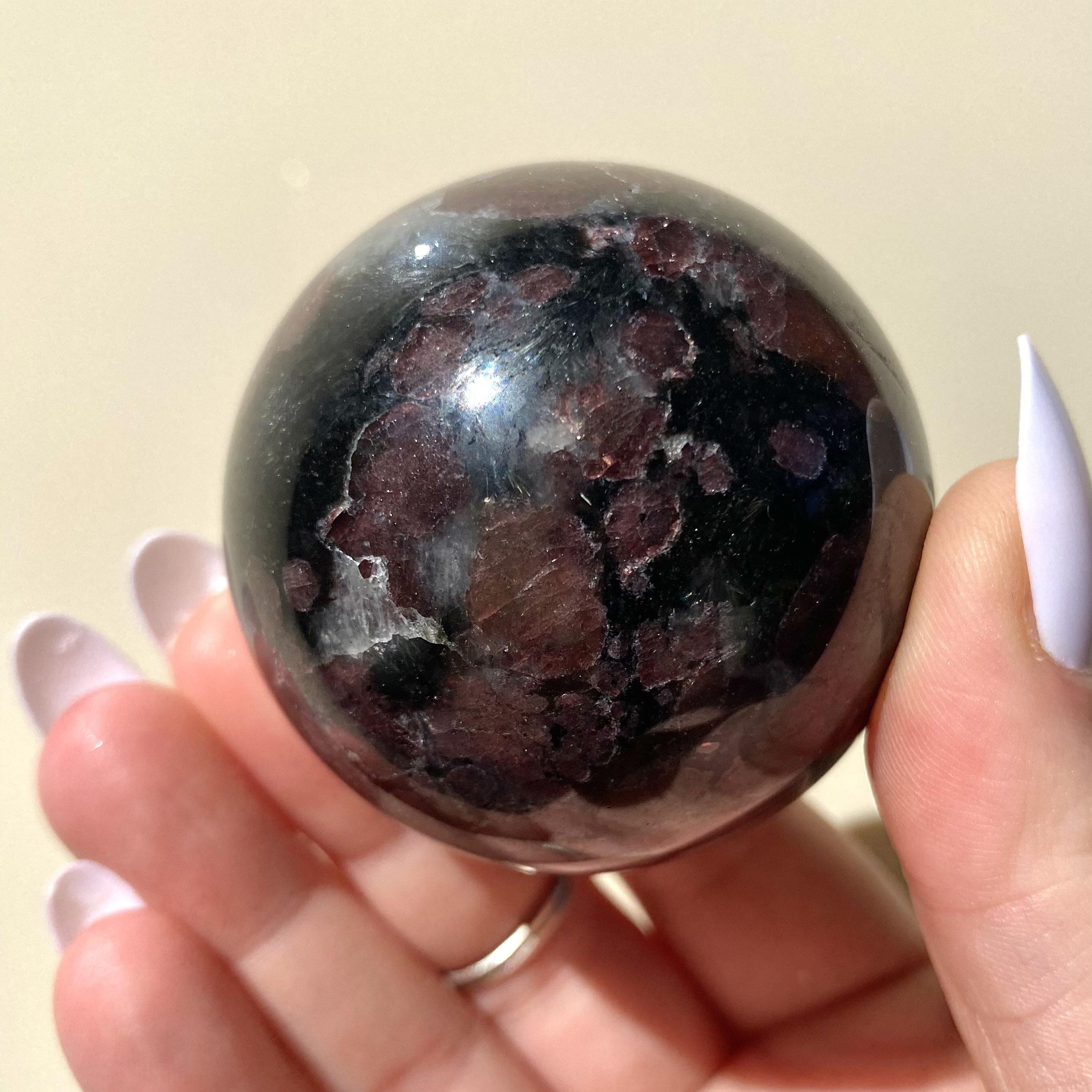 Eudialyte in Arfvedsonite Sphere - Ruby's Minerals