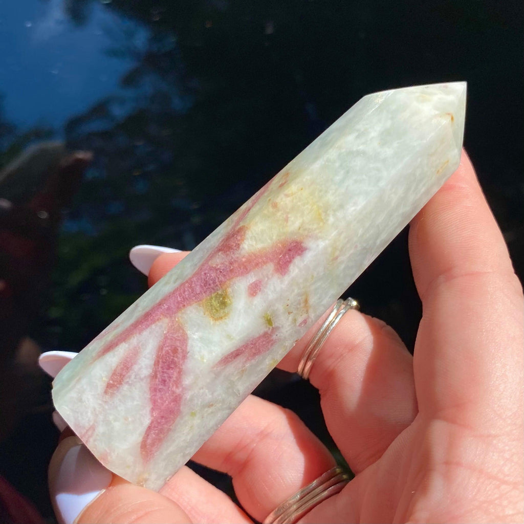 Pink Tourmalinated Quartz Point - Ruby's Minerals