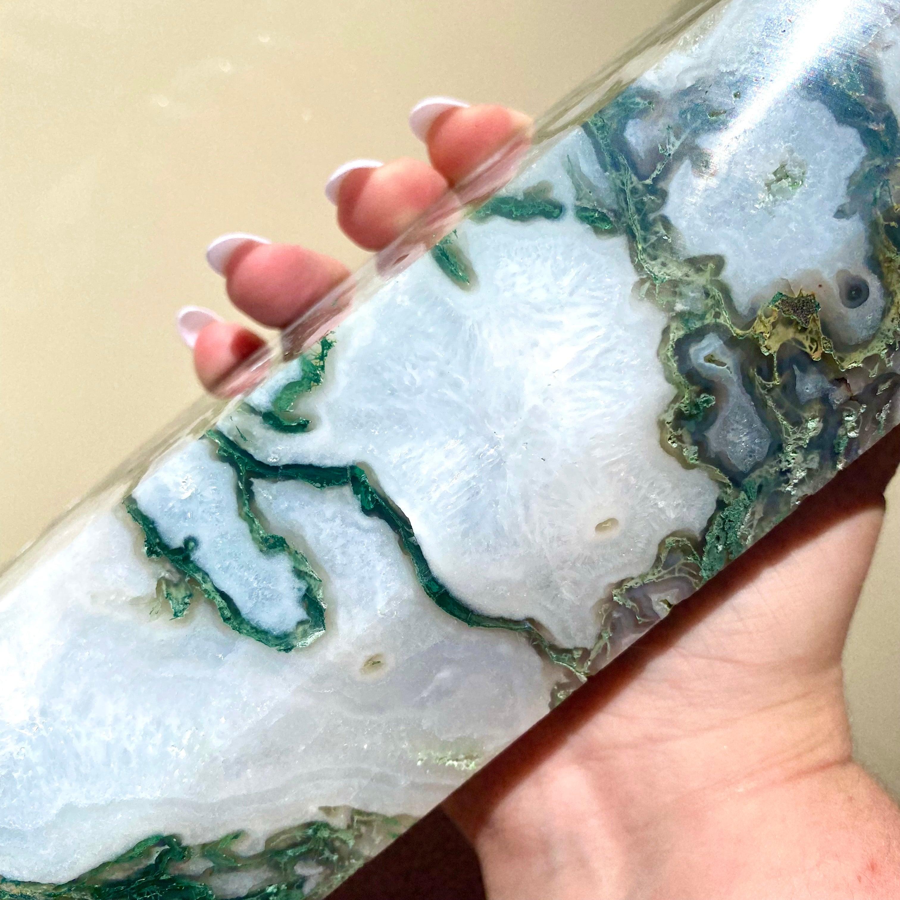 Moss Agate Tower - Ruby's Minerals
