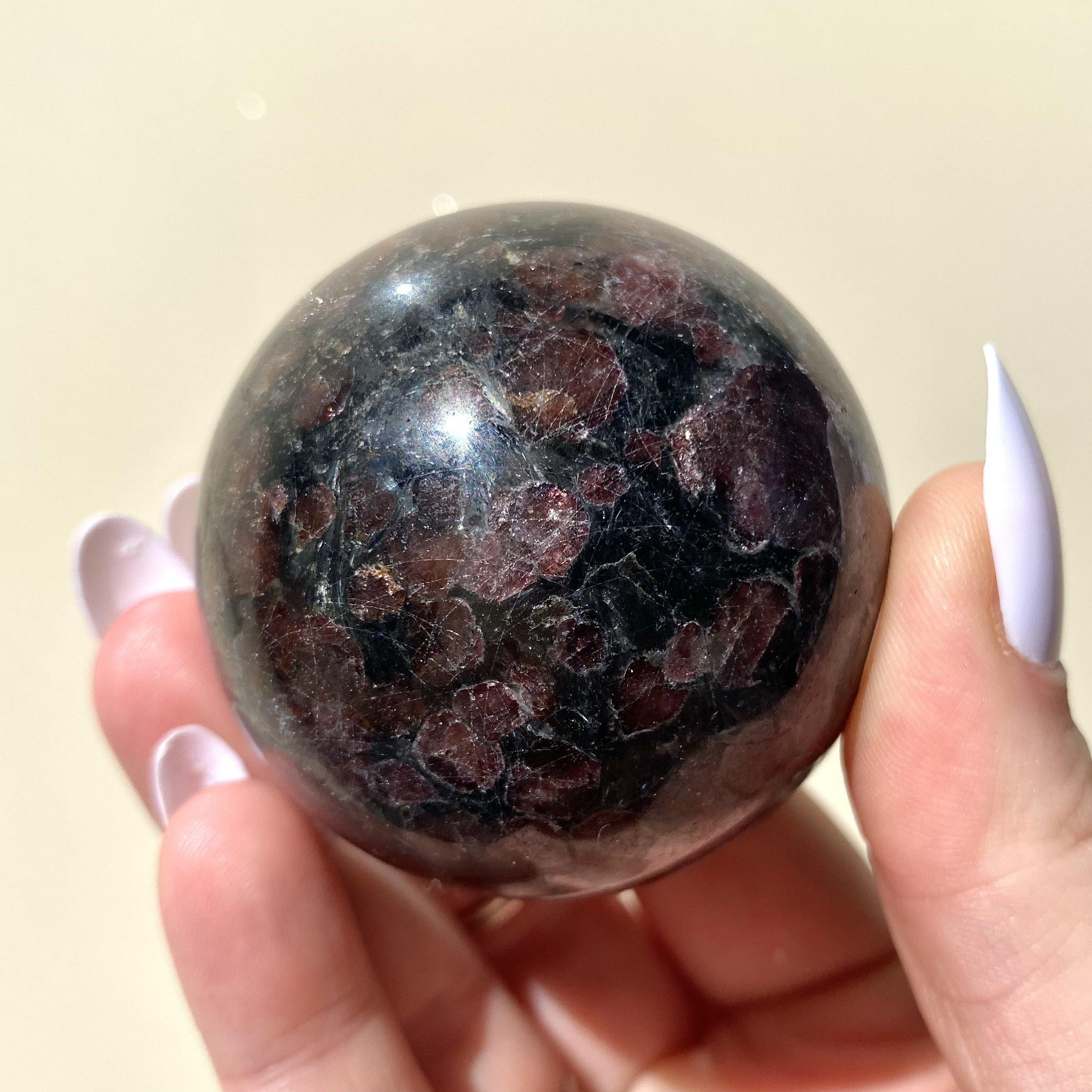 Eudialyte in Arfvedsonite Sphere - Ruby's Minerals