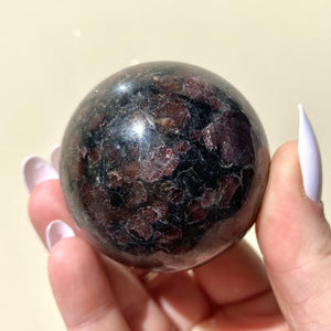 Eudialyte in Arfvedsonite Sphere - Ruby's Minerals