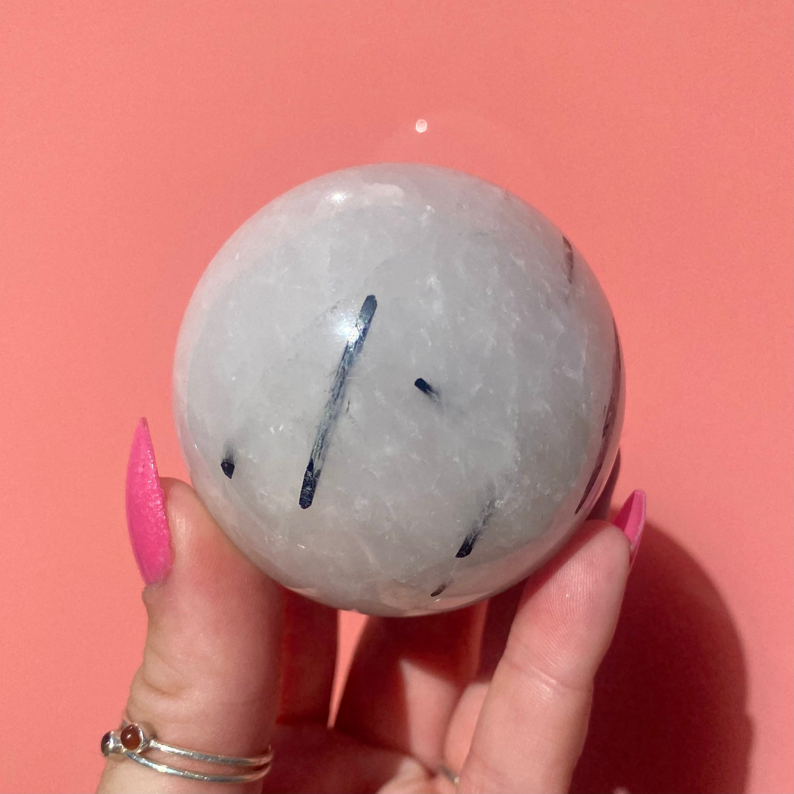 Tourmalinated Quartz Sphere