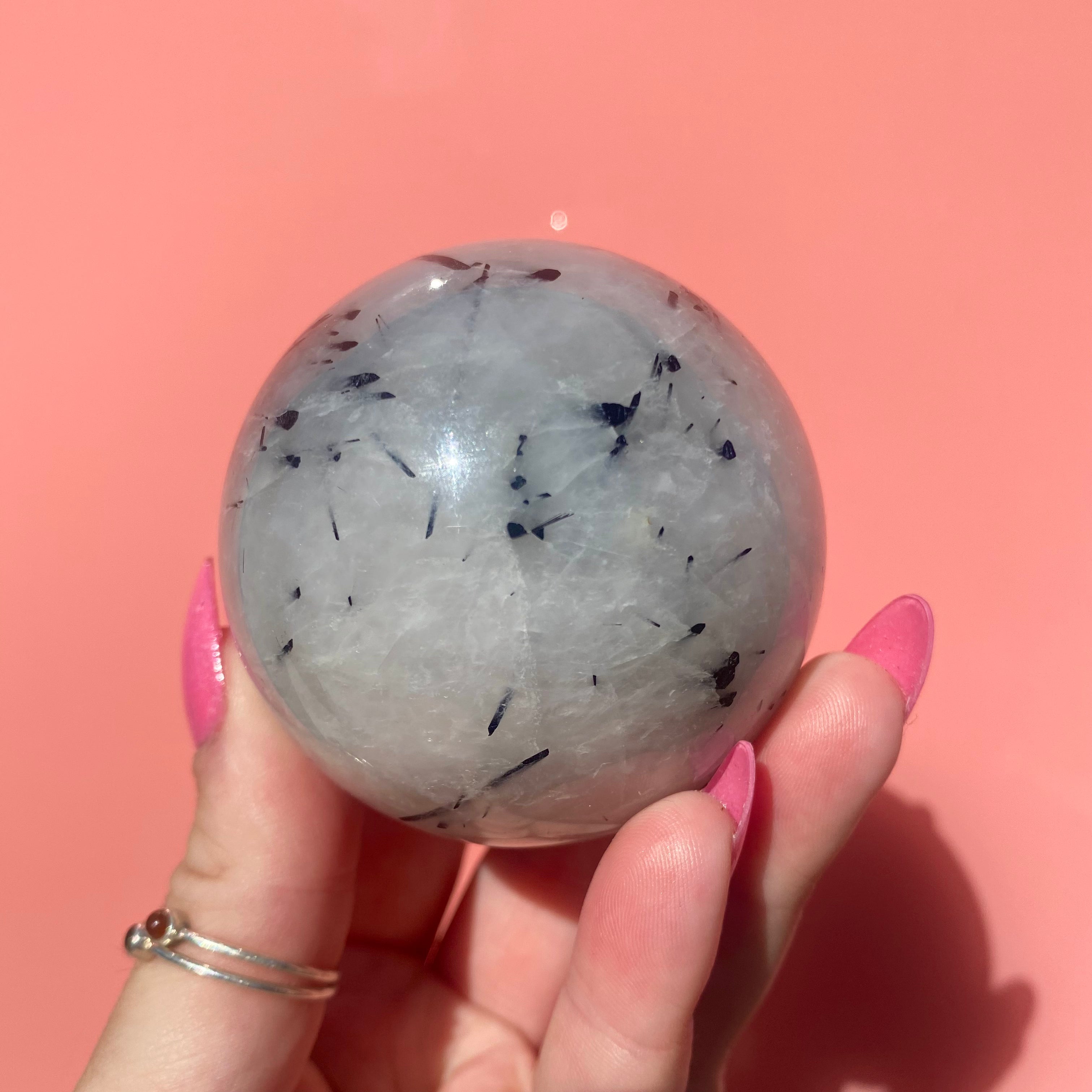 Tourmalinated Quartz Sphere