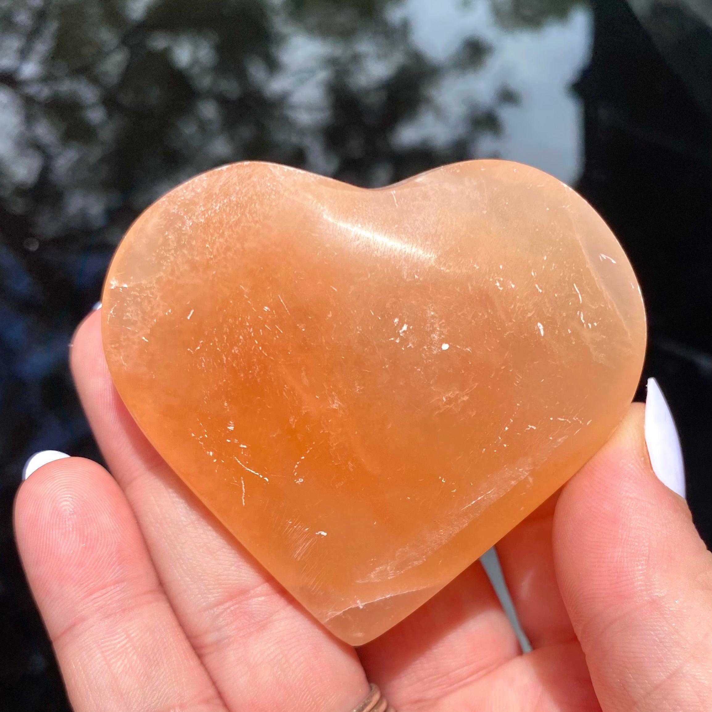 Peach Selenite Heart - Ruby's Minerals