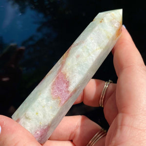 Pink Tourmalinated Quartz Point - Ruby's Minerals