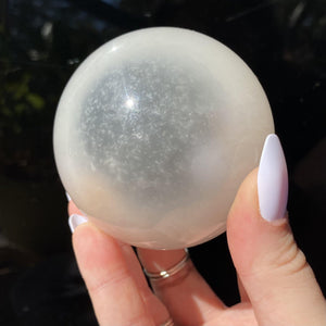 Satin Spar Sphere - Ruby's Minerals