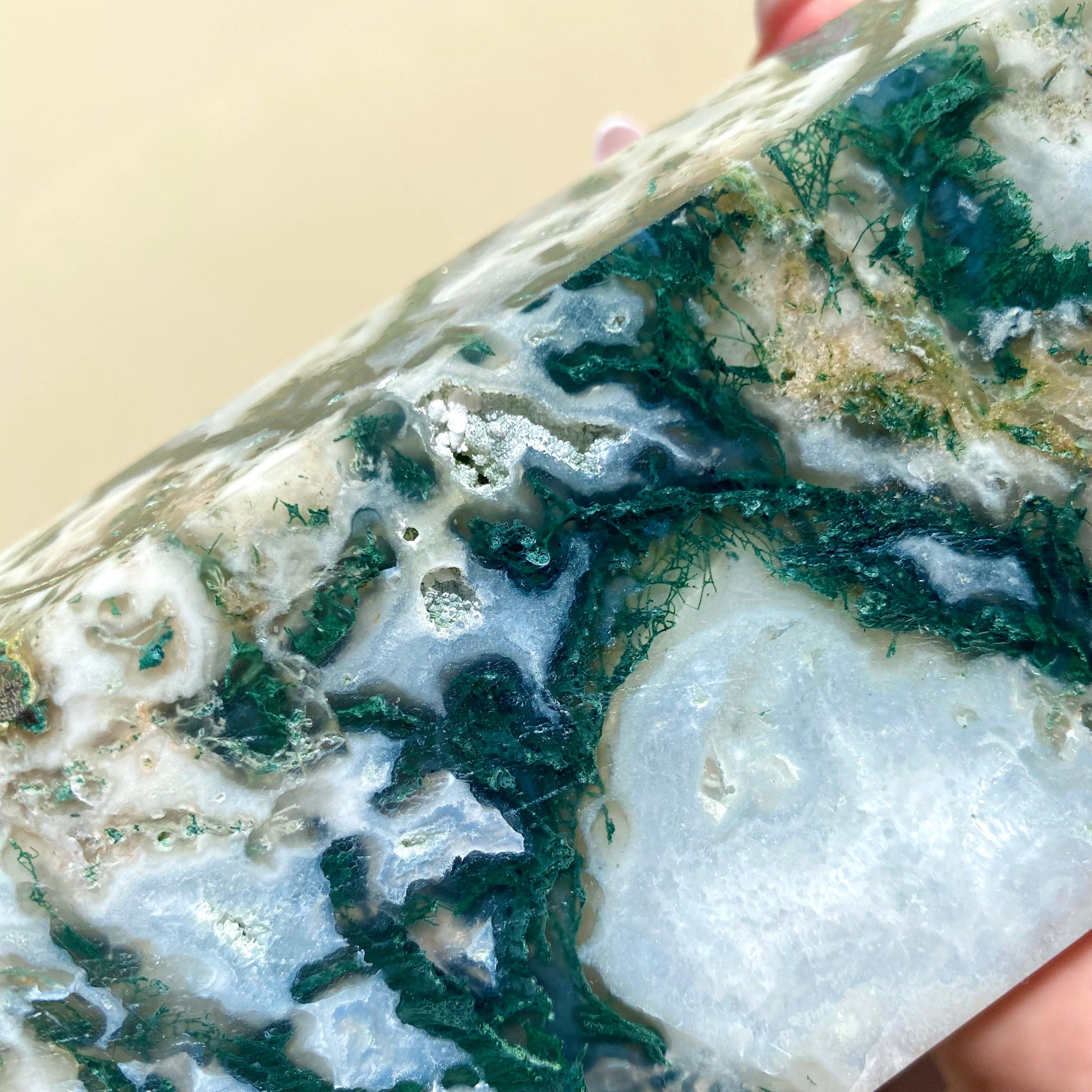 Moss Agate Tower - Ruby's Minerals