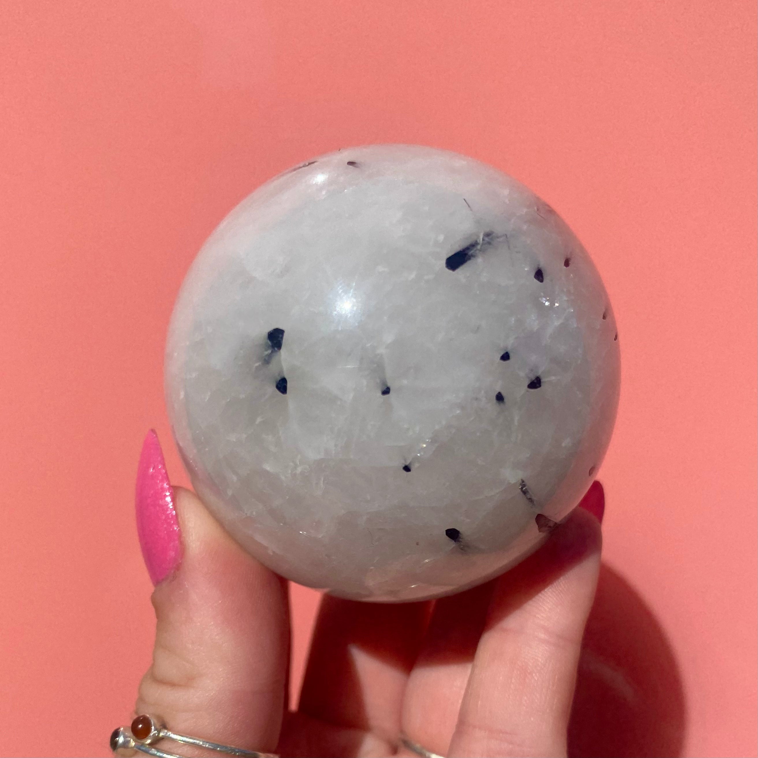 Tourmalinated Quartz Sphere