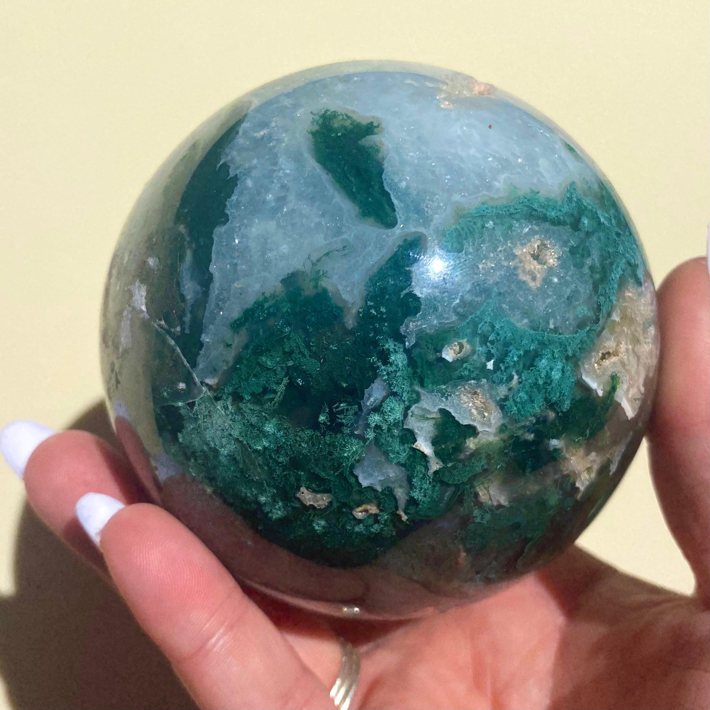 Moss Agate Sphere - Ruby's Minerals
