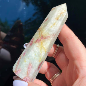 Pink Tourmalinated Quartz Point - Ruby's Minerals