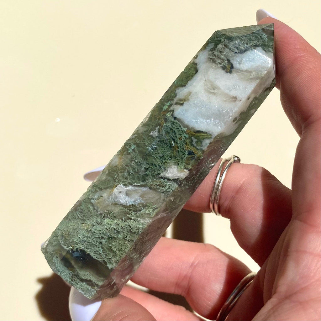 Moss Agate Point - Ruby's Minerals