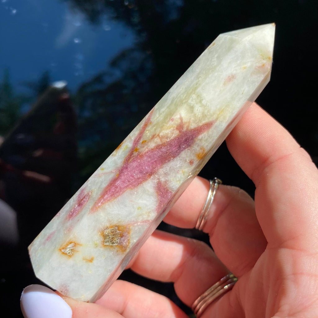 Pink Tourmalinated Quartz Point - Ruby's Minerals