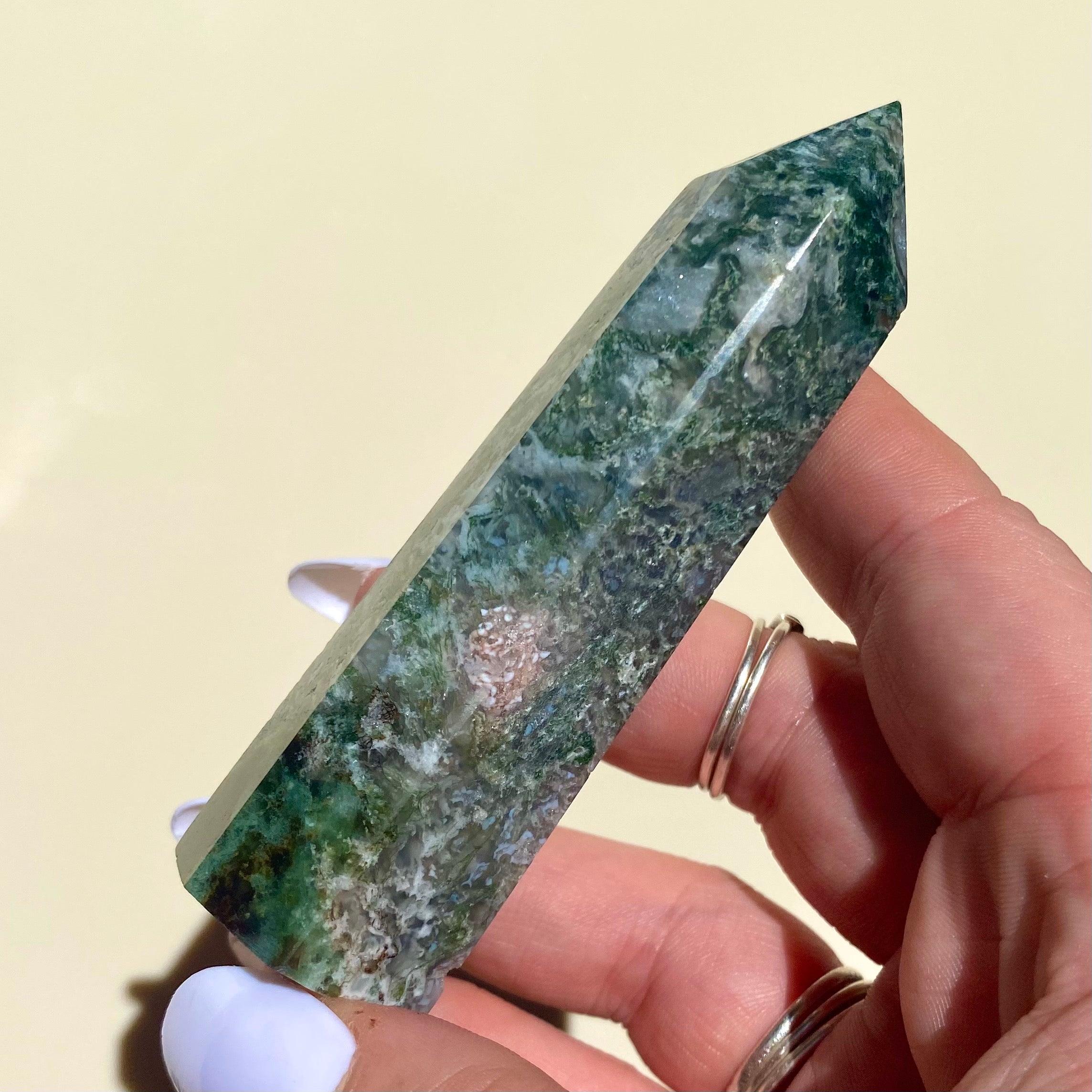 Moss Agate Point - Ruby's Minerals