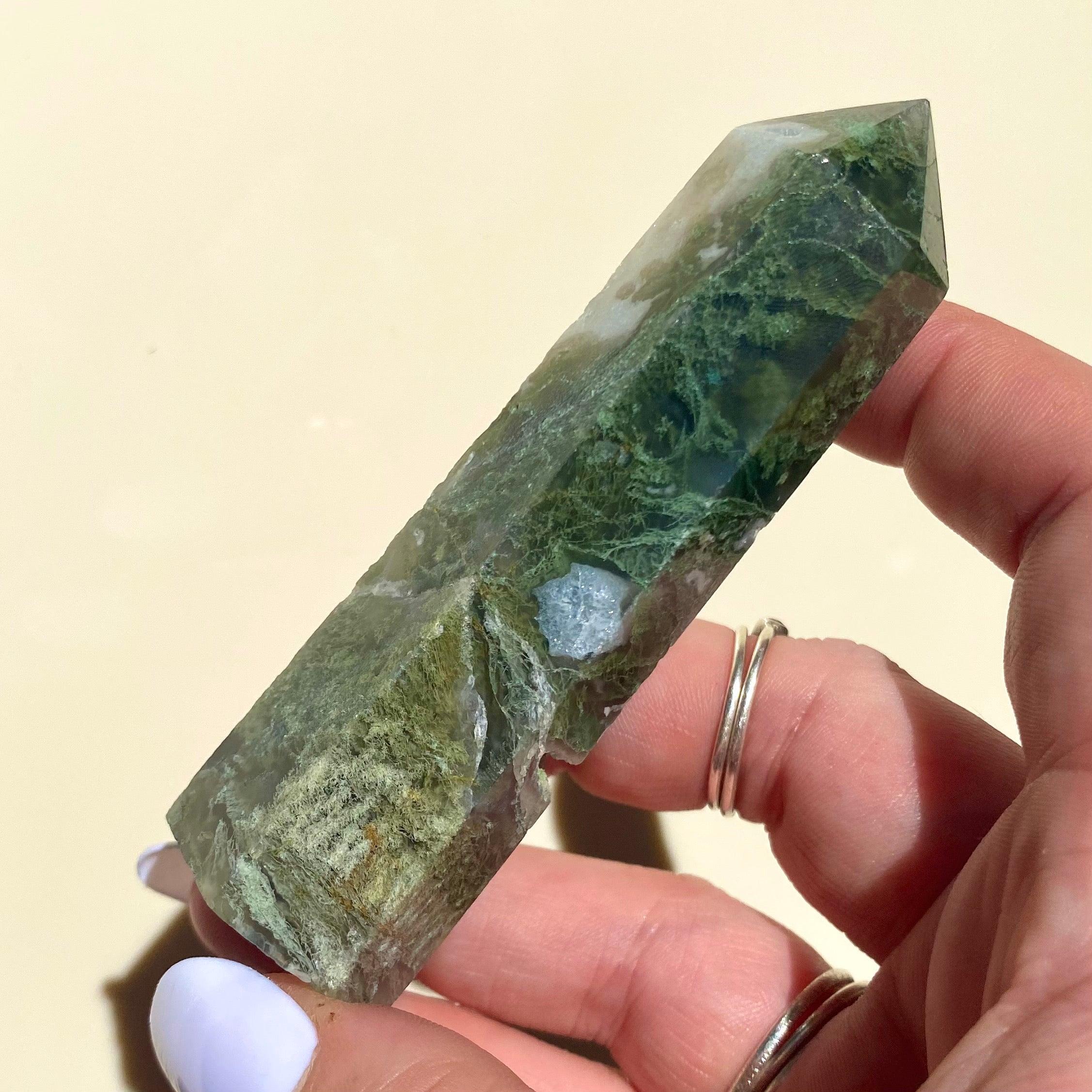 Moss Agate Point - Ruby's Minerals