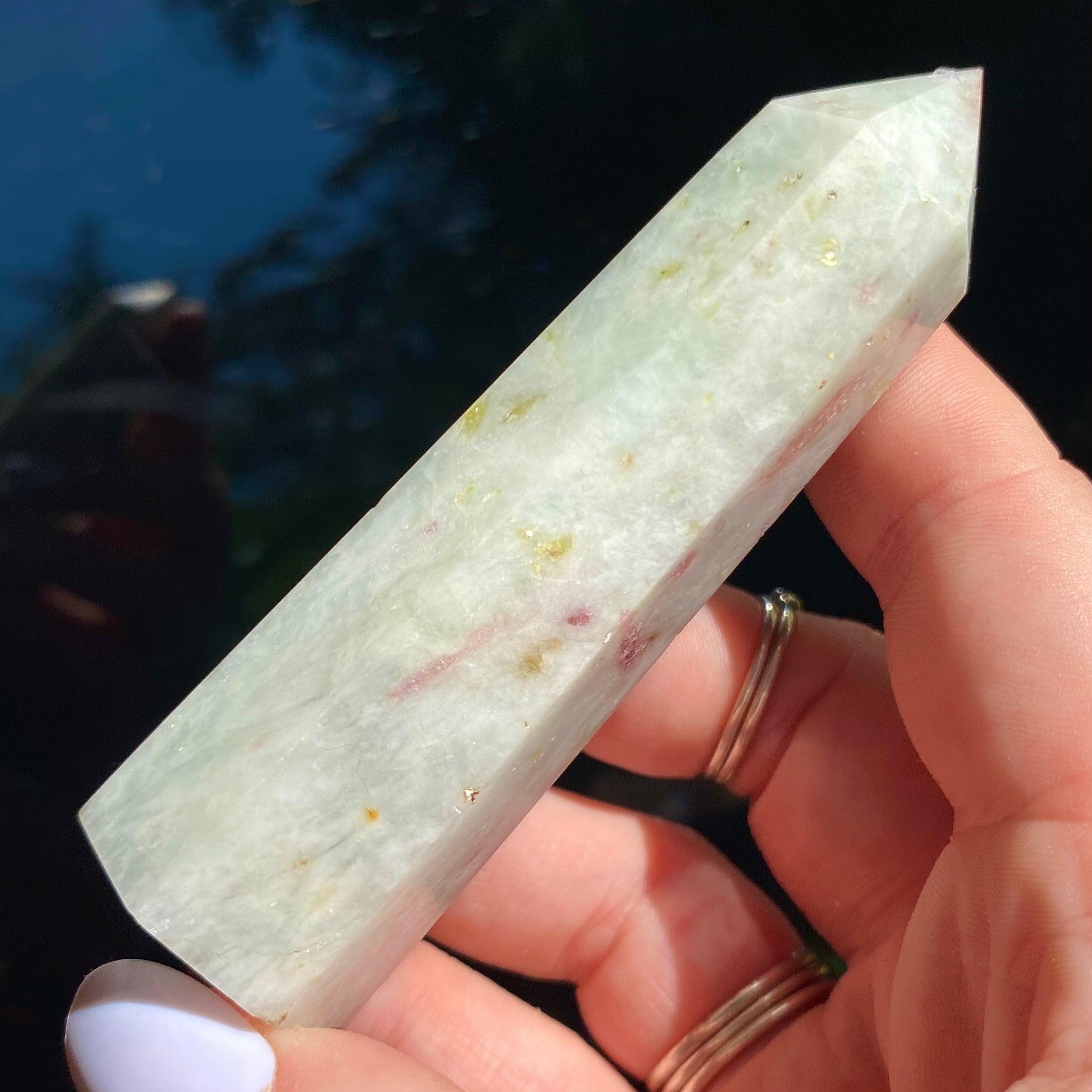 Pink Tourmalinated Quartz Point - Ruby's Minerals